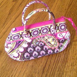 Vera Bradley Pink, Purple and White Mini Bag with Zip Top Closure